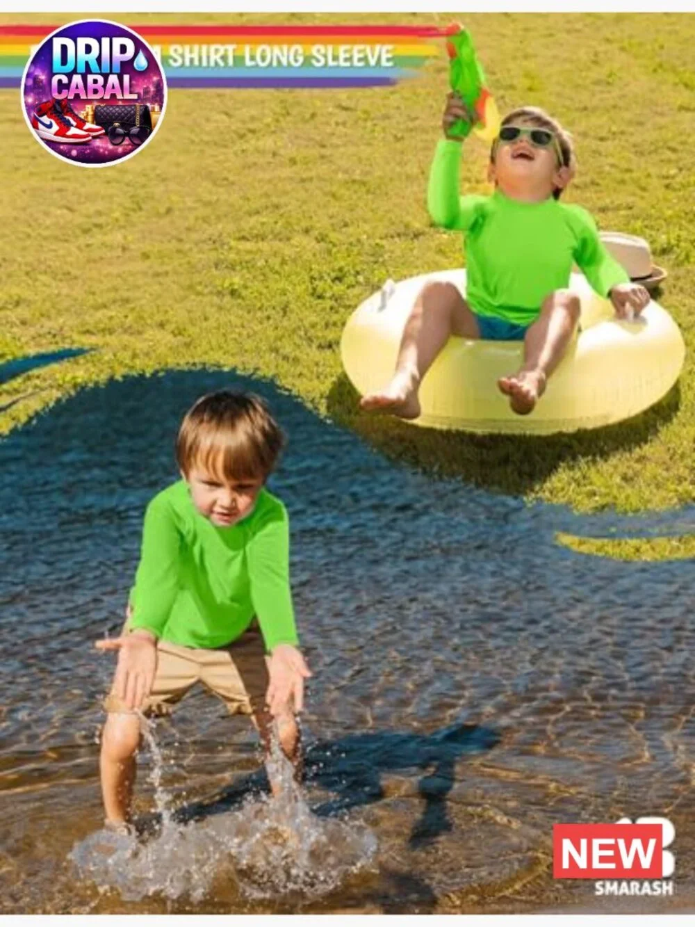 Boys UPF 50 Long Sleeve Rash Guard Swim Shirt Toddler Sun Protection